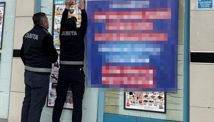 Belediye, zincir marketin yaptığı rezilliği kocaman afişle duyurdu